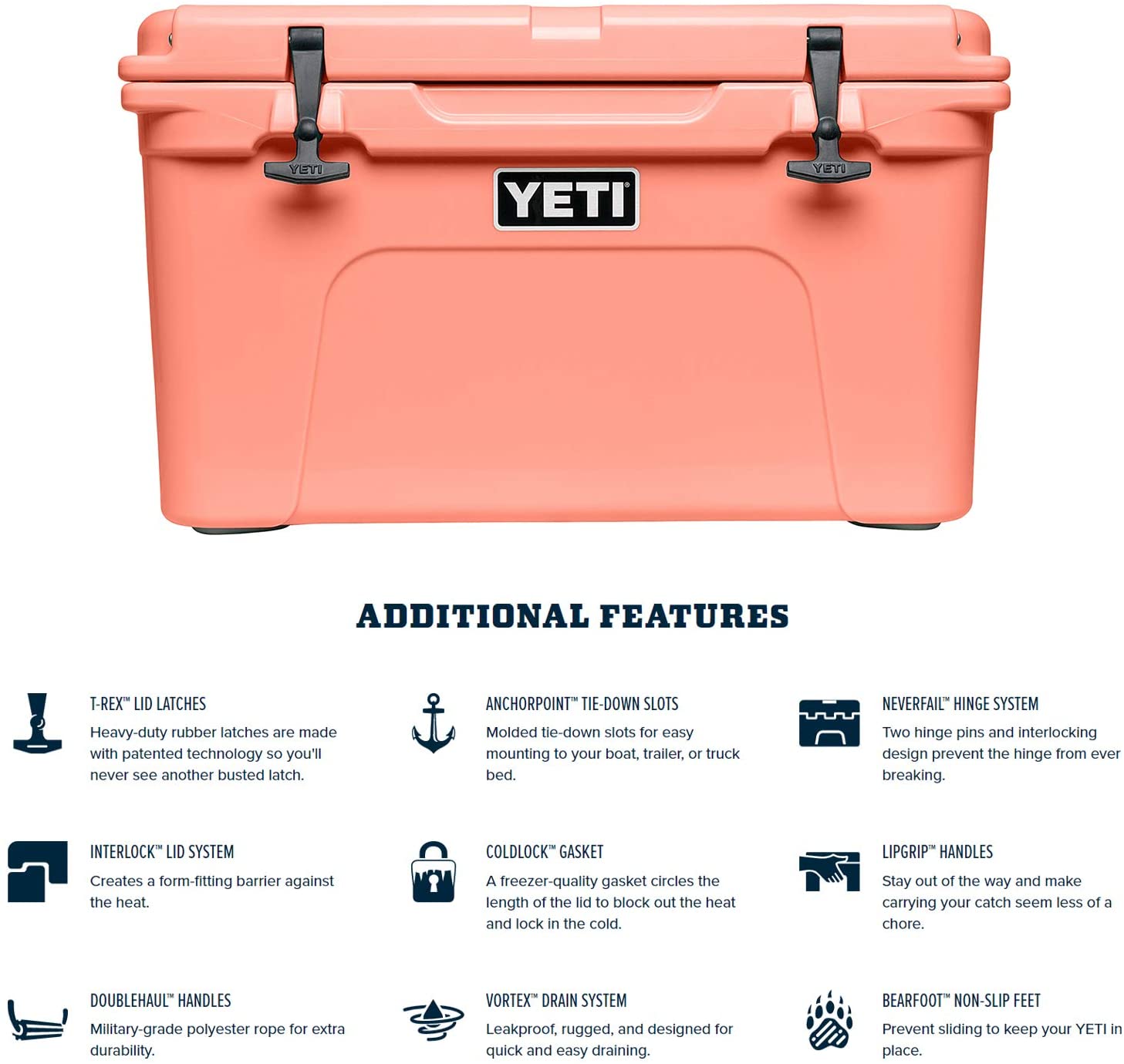 YETI Tundra 45 Cooler, Coral